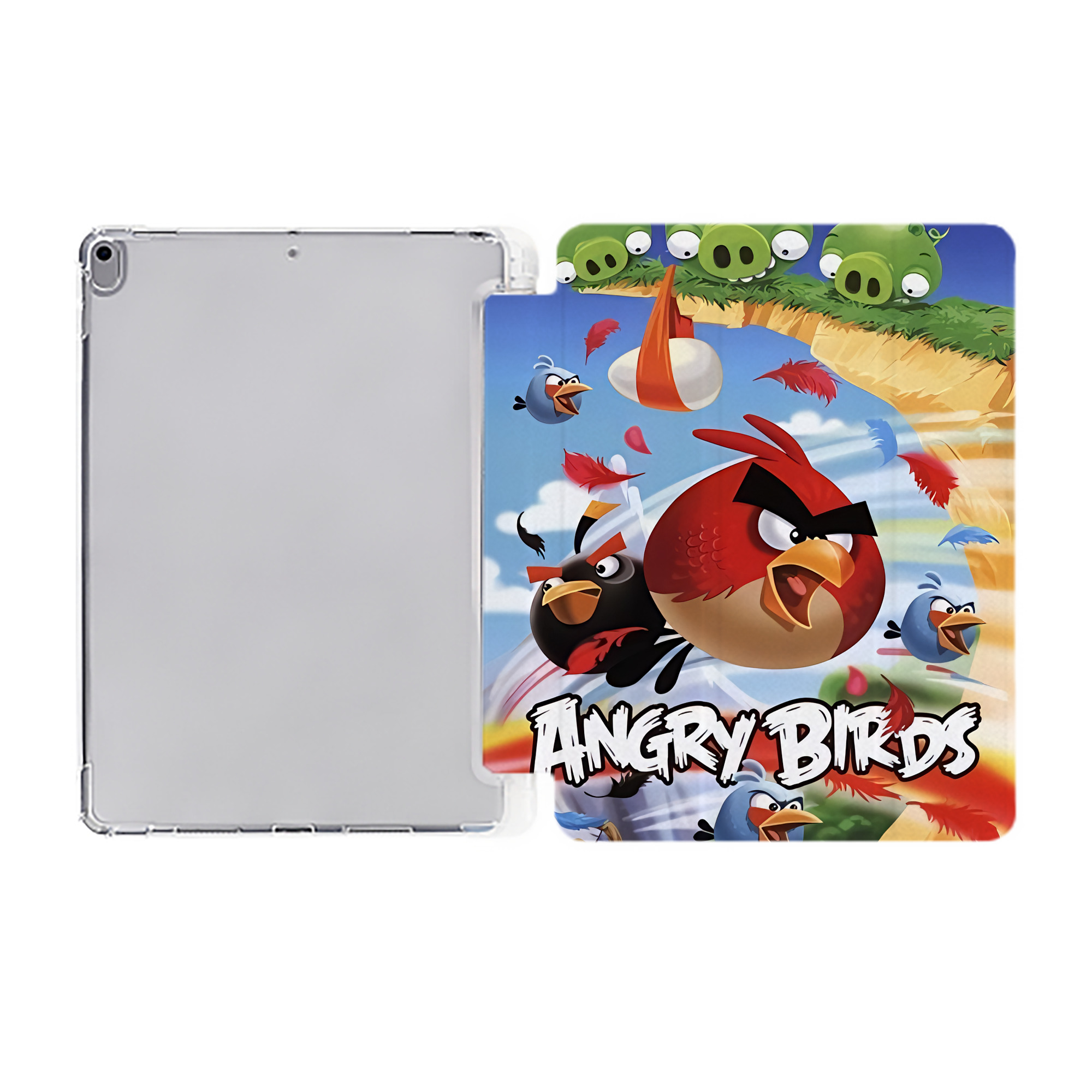 （画像用） Angry Birds アングリーバード IPad ケース ペン収納付き 三つ折りスタンド PUレザー×シリコン 対応機種9.5/10.5/10.9インチ